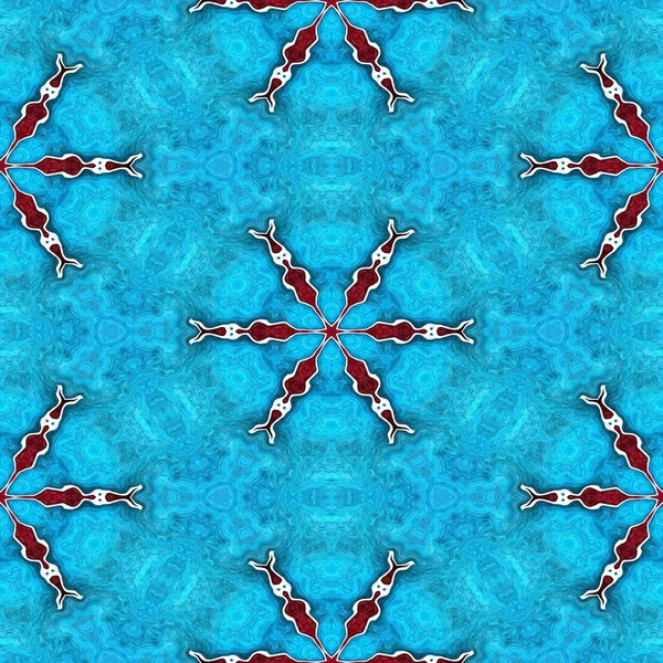 Textura azul inconsútil abstracta o fondo con copos de nieve rojos con aspecto congelado de Navidad —  Fotos de Stock