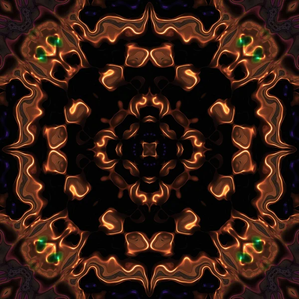 Абстрактный бронзовый металлический цветочный узор с дьявольскими головами — стоковое фото