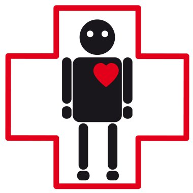 Human silhouette medical icon of heart failure clipart