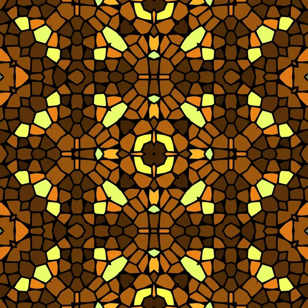 Seamless kaleidoscopic mosaic yellow-brown tile pattern — Stock Photo, Image