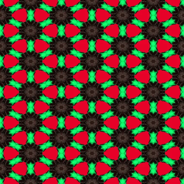 Structure hexagonale symétrique abstraite sans couture de points noirs reliés par des lignes rouges sur le fond rouge — Photo
