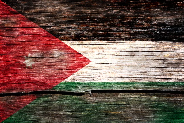 Jordan flag painted on the old cracked wood plank — Stock Photo, Image