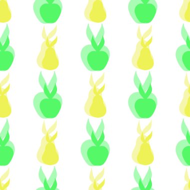 Beyaz arka planda basit bir meyve deseni. Vektör çizimi. Yazdır.