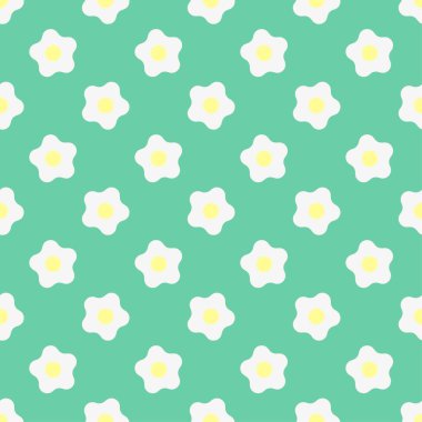 Yeşil arka planda basit bir çiçek deseni. Vektör illüstrasyonu. 