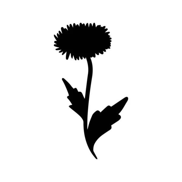 Vereinzelte Einfache Von Hand Gezeichnete Elemente Schwarzer Blumen Vektorillustration Drucken — Stockvektor