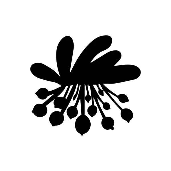 孤立的简单手绘黑色花朵元素 矢量图解 — 图库矢量图片