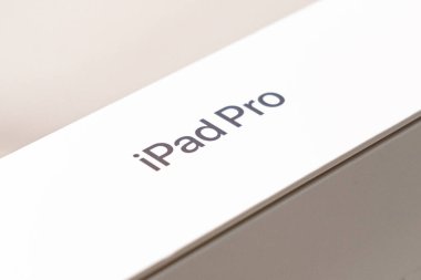 IPad Pro box on the white background, December 2020, San Francisco, USA