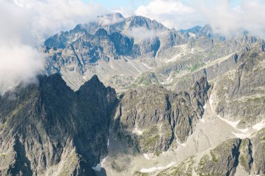  High Tatras 'taki dağların panoramik manzarası.