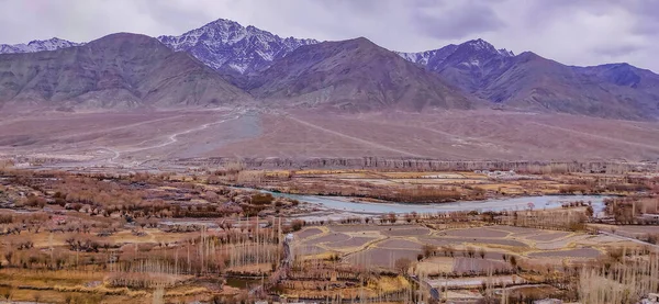 Προβολή Τοπίου Και Cityscape Του Leh Ladakh Village Himalaya Οροσειρά — Φωτογραφία Αρχείου