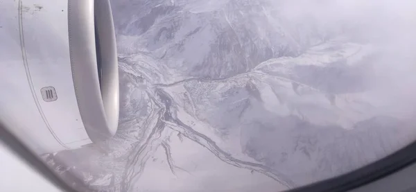 Paisaje Aéreo Los Alpes Norte India Durante Temporada Invierno Con —  Fotos de Stock