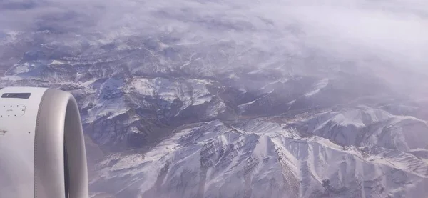 Paisagem Aérea Dos Alpes Norte Índia Durante Temporada Inverno Com — Fotografia de Stock