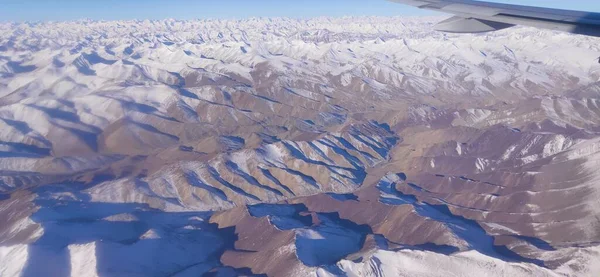 Légi Táj Alpok Észak Indiában Téli Szezonban Friss Csodálatos Kilátás — Stock Fotó