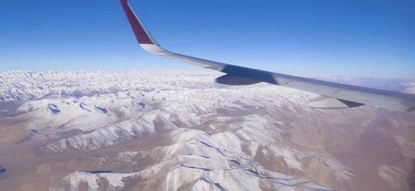 Paisagem Aérea Dos Alpes Norte Índia Durante Temporada Inverno Com — Fotografia de Stock