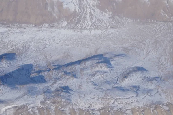 Krajobraz Powietrzny Alp Północnych Indiach Sezonie Zimowym Świeżym Śniegiem Wspaniały — Zdjęcie stockowe