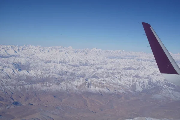 Légi Táj Alpok Észak Indiában Téli Szezonban Friss Csodálatos Kilátás — Stock Fotó
