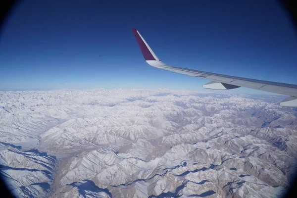 Paisaje Aéreo Los Alpes Norte India Durante Temporada Invierno Con —  Fotos de Stock