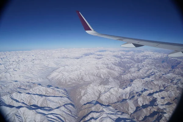 Paisaje Aéreo Los Alpes Norte India Durante Temporada Invierno Con —  Fotos de Stock