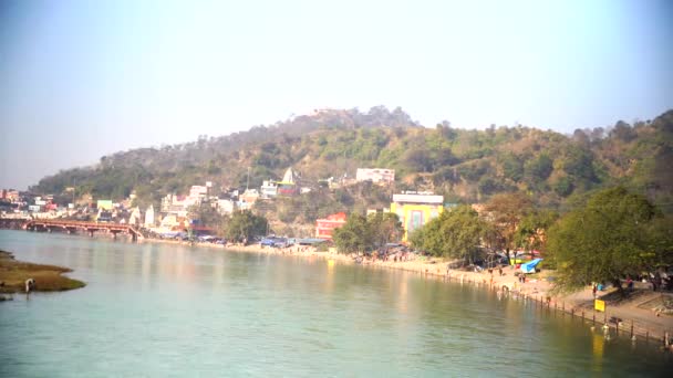 Flutung Des Ganga Flusses Einem Haridwar — Stockvideo