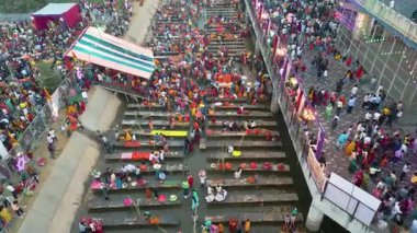 Satluj Nehri ve Dugri Nahar 'daki Chhas Puja' nın hava görüntüsü.