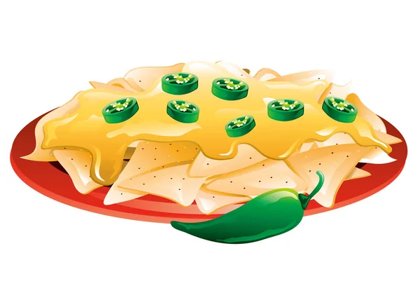 Ilustração Nachos Com Jalapenos — Vetor de Stock