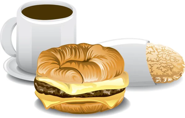 Illustration Petit Déjeuner Fast Food — Image vectorielle