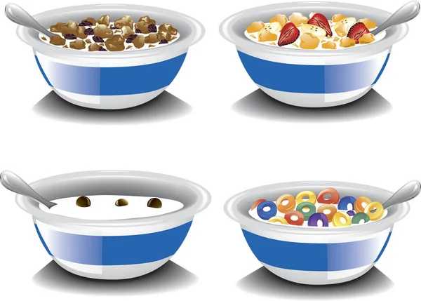 Assorted Bowls Cold Cereal Hot Oatmeal — Διανυσματικό Αρχείο