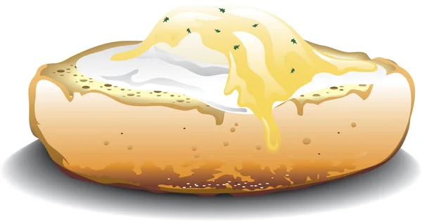 Illustration Des Œufs Benedict Muffin Anglais Grillé Sauce Hollandaise — Image vectorielle