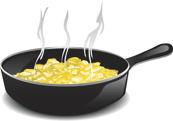 Illustration Äggröra Matlagning Stekpanna — Stock vektor