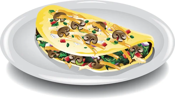 Illustration Une Omelette Petit Déjeuner Remplie Légumes — Image vectorielle