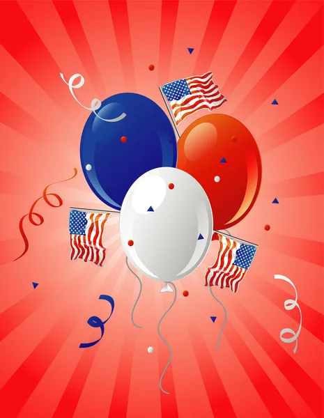 Illustration Patriotic Party Balloons Flags Retro Background — Stock Vector