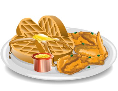 Chicken And Waffles Free Vector Eps Cdr Ai Svg Vector Illustration Graphic Art