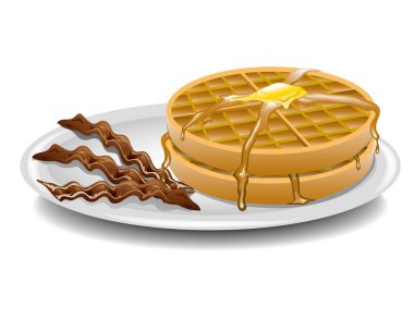 Waffle ve pastırmalı kahvaltı.