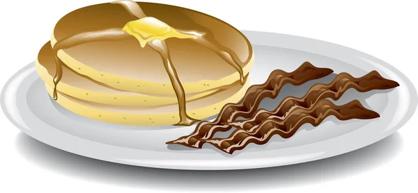 Illustrazione Una Pila Pancake Con Pancetta — Vettoriale Stock