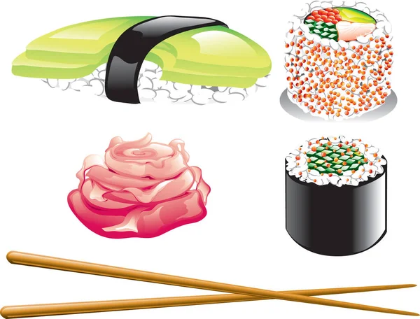 箸などの日本料理のアイコンのイラスト — ストックベクタ