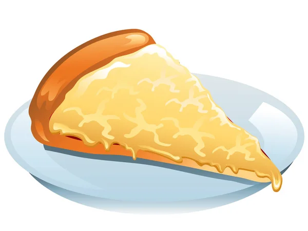 Illustration Une Pizza Fromage Sur Une Assiette — Image vectorielle