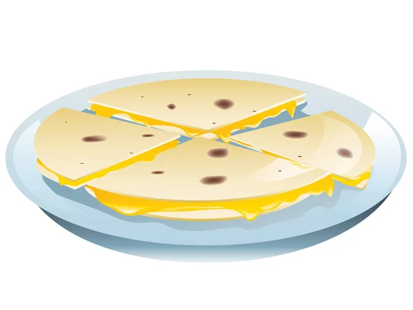 Illustration Quesodillas Fromage Sur Une Assiette — Image vectorielle