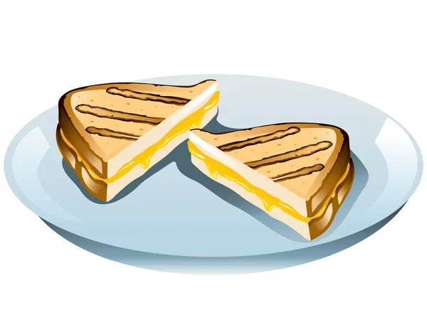 お皿の上の焼きチーズサンドのイラスト — ストックベクタ