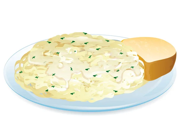 Ilustração Fettuccini Alfredo Com Macarrão Molho Parmesão Cremoso —  Vetores de Stock