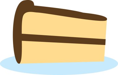 Düz beyaz arkaplanda bir dilim kekin düz görüntüsü