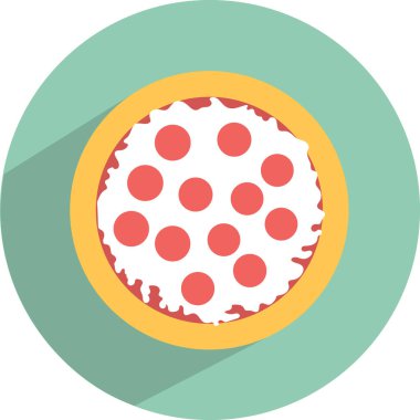 Düz beyaz arkaplanlı daire üzerindeki pizzanın düz görüntüsü