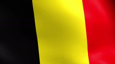 Buruşuk dokulu Belçika bayrağı yavaş görünür kırışıklık ve dikişleri ile