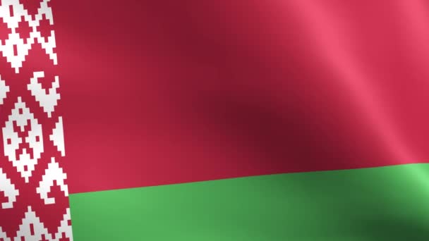 Animation of the full fluttering national flag of Belarus isolated on white — Stock Video