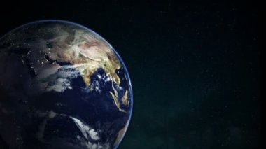 Yer galaksiye arka plan üstünde seyyare yerküre