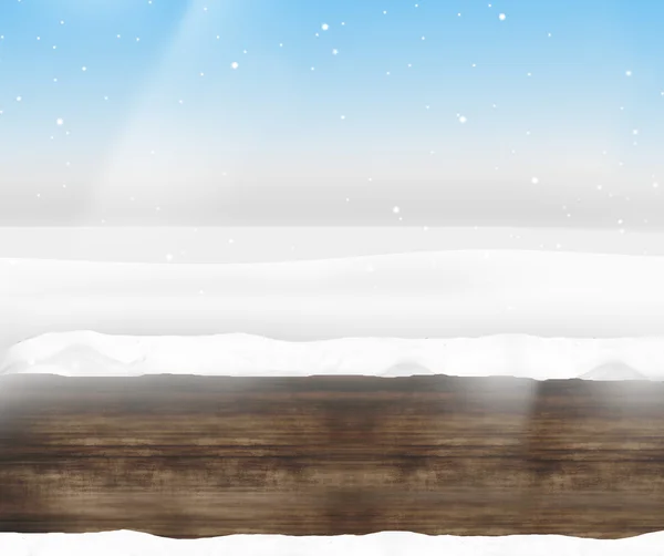 Projekt tło drewniane czyste zimowy krajobraz i błękitne niebo — Zdjęcie stockowe