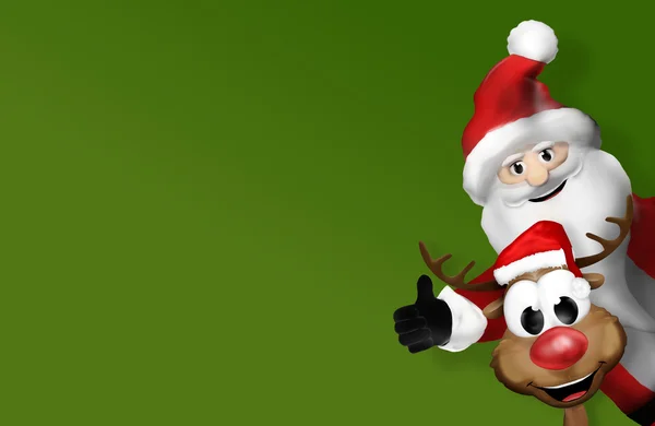 Boże Narodzenie Święty Mikołaj i renifery 3d — Zdjęcie stockowe