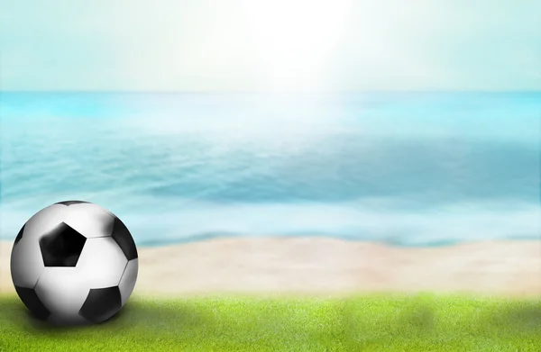 Voetbal Tijd Strand Paradijs Foto Render Achtergrond Creatieve — Stockfoto