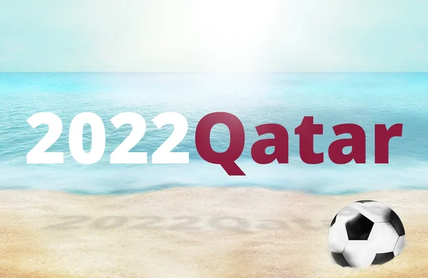 Spiaggia 2022 Qatar Calcio Foto Rendere Sfondo Creativo — Foto Stock