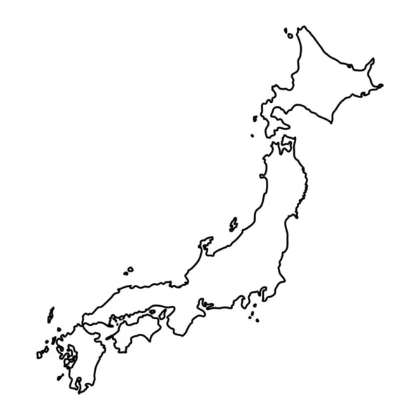Drawing Simple Style Vector Line Illustration Map Japan Isolated White — Stock Vector