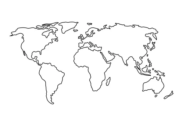 Zeichnung Einfacher Vektorlinien Abbildung Der Planisphäre Linienkonturzeichnung Der Weltkarte Isoliert — Stockvektor