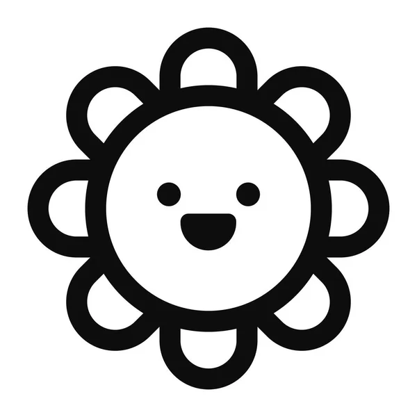 Ilustración Vectorial Estilo Básico Hermoso Icono Flor Sonrisa Aislado Sobre — Vector de stock